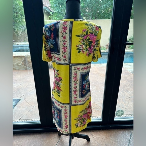 Farm Rio Anthropologie Yellow Patchwork Spring Summer Dress With Flowers Small - Picture 4 of 7